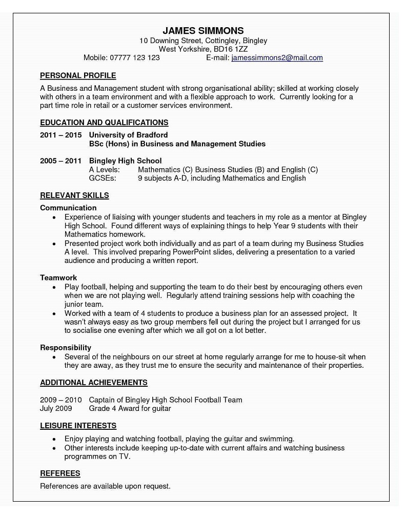 part time work on resume